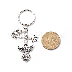 エンジェルウィングチベットスタイルの合金ペンダントキーホルダー  星と単語だけのキーチェーン  アンティークシルバー  7.9cm&nbsp;KEYC-JKC00380