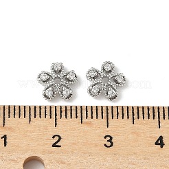 真鍮製マイクロパヴェクリアキュービックジルコニアビーズキャップ  5  - 花びらの花  プラチナ  7.5x8x3mm  穴：1.2mm&nbsp;KK-V015-22P