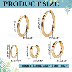5 Pairs 5 Styles PVD Vacuum Plating 304 Stainless Steel Huggie Hoop Earrings for Women&nbsp;EJEW-ME0001-07