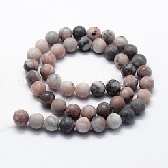天然ピンクゼブラジャスパービーズ連売り  ラウンド  6mm  穴：0.8mm  約63個/連  14.76インチ（37.5cm）&nbsp;G-I199-26-6mm