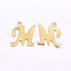 ステンレスペンダント201個  文字L  ゴールドカラー  文字.m  14x13x1mm  穴：1mm&nbsp;STAS-O098-03G-M