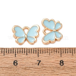 合金エナメルチャーム  蝶のチャーム  ゴールドカラー  ライトスカイブルー  9x12.5x2mm  穴：1.5x2mm&nbsp;AL-CBA1DF6-01D