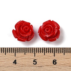 合成サンゴ刻まれたビーズ  染め  花  レッド  11.5x11.5x8.5mm  穴：1.2mm&nbsp;CORA-H003-01A-14