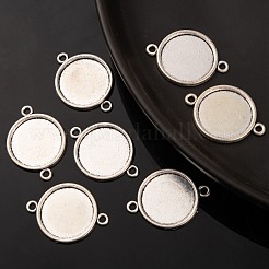 Tibetan Style Alloy Flat Round Cabochon Connector Settings&nbsp;X-TIBE-M022-09AS