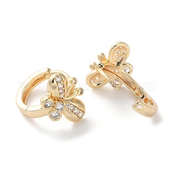 Brass Micro Pave Clear Cubic Zirconia Hoop Earrings&nbsp;EJEW-C121-15G