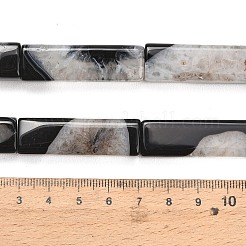 天然石瑪瑙ビーズ連売り  染め＆加熱  直方体の  ブラック  39~41.5x11~13.5x10.5~13mm  穴：1.4~1.8mm  約10個/連  15.75''（40センチメートル）&nbsp;GG-L001-H01-01B