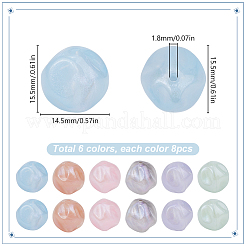 48 個 6 色不透明アクリルビーズ  キラキラビーズ  ツイストラウンド  ミックスカラー  15.5x14.5x15.5mm  穴：1.8mm  8個/カラー&nbsp;OACR-SC0001-80