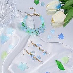 DIYの花と葉のパーツキット  アクリルビーズ＆ペンダントを含む  アクリルビーズキャップ  ライトブルー  12.5x13x2.5mm  穴：1.8mm&nbsp;DIY-BM0001-12B