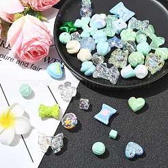 UVメッキアクリルビーズ  混合図形  ターコイズ  8~26x8~30x8~15mm  穴：1.8~3mm  約40個/セット&nbsp;FIND-CJC0010-90B