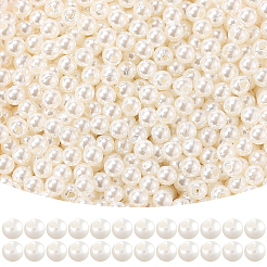 パール調アクリルビーズ  染め  ラウンド  乳白色  4x3.5mm  穴：1mm  3000pc&nbsp;PEAR-LT0001-02F