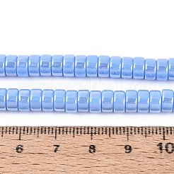 ABカラーメッキ不透明ガラスビーズ連売り  フラットラウンド  コーンフラワーブルー  6~6.5x3mm  穴：1~1.2mm  約111~119個/連  14.17~15.16''（36~38.5センチメートル）&nbsp;GLAA-T026-3x6mm-P07