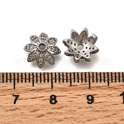真鍮製マイクロパヴェクリアキュービックジルコニアビーズキャップ  花  プラチナ  10x4mm  穴：1.6mm&nbsp;KK-Z126-24P