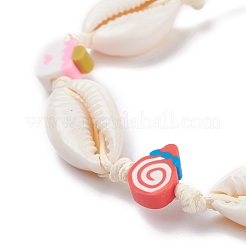 Natural Cowrie Shell Braided Bead Bracelet&nbsp;BJEW-JB07400-03