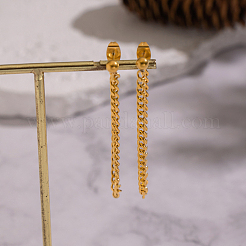 Minimalist Curb Chain Tassel 304 Stainless Steel Stud Earrings&nbsp;LS-UW3398