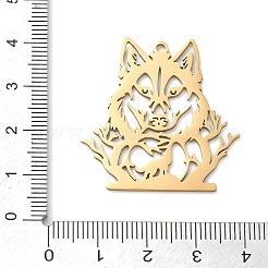 ステンレスペンダント201個  レーザー切断  オオカミのチャーム  ゴールドカラー  34.5x33x1mm  穴：1.8mm&nbsp;SA-CBAE892-01G-01