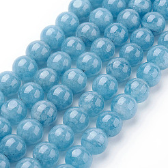 天然な白い翡翠模造アマゾナイトビーズ連売り  ラウンド  染め  8mm  穴：1mm  約48個/連  15.1インチ&nbsp;X-G-F364-16-8mm