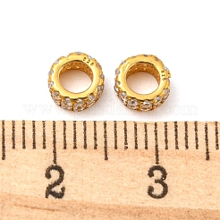 925スターリングシルバースペーサービーズ  キュービックジルコニア付き  コラム  18KGP本金メッキ  5.5x2.6mm  穴：3.3mm&nbsp;STER-K176-05G