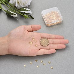 マルチペタル鉄ビーズキャップ  花  ゴールドカラー  6x1mm  穴：1mm  500個/箱&nbsp;IFIN-YW0001-12G
