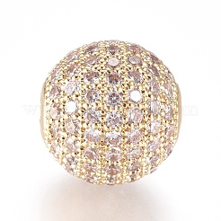 CZ Jewelry Brass Micro Pave Cubic Zirconia Round Beads&nbsp;ZIRC-M024-06G