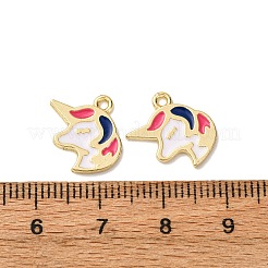 合金エナメルチャーム  ユニコーンチャーム  ゴールドカラー  14x11x1.5mm  穴：1.4mm&nbsp;FIND-H051-11G