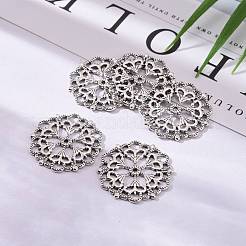 チベットスタイルフィリグリーのジョイナのリンク  カドミウムフリー＆鉛フリー  花  アンティークシルバー  29x1mm  穴：1.2mm&nbsp;TIBE-A11623-AS-LF