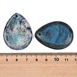天然なドラゴンの静脈瑪瑙のペンダント  染め＆加熱  ティアドロップチャーム  藤紫色  40x29.5x6.5~7.5mm  穴：1.4mm&nbsp;GG-K002-01C