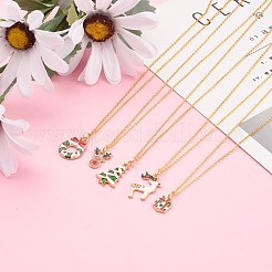 Christmas Theme Alloy Enamel Pendant Necklaces&nbsp;NJEW-JN03313