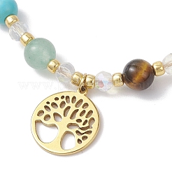 2Pcs Chakra 304 Stainless Steel Charm Bracelets&nbsp;BJEW-JB12564-01