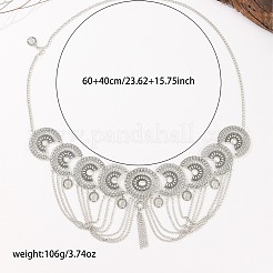 Ethnic Style Alloy Crystal Rhinestone Coin Link Chain Tassel Waist Belly Chains for Dancer&nbsp;FS-WG3C509-02