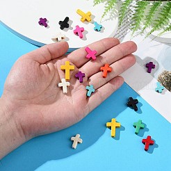 合成ターコイズビーズ連売り  染め  クロス  ミックスカラー  20x15x4mm  穴：1mm＆25x18x5mm  穴：1mm&nbsp;TURQ-PH0002-01