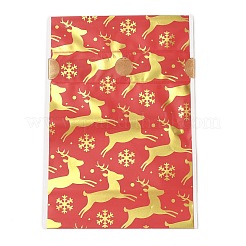 クリスマス鹿のプラスチック包装ポーチ巾着袋  長方形  サクランボ色  17.5x12x0.01cm&nbsp;ABAG-Q053-03I