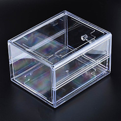 ポリスチレンプラスチックビーズ貯蔵容器  長方形の引き出し  透明  19.4x15.2x11.5cm&nbsp;LS-CON-N011-042
