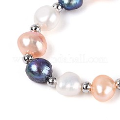 Adjustable Pearl and Brass Beaded Slider Bracelets&nbsp;BJEW-T022-15C