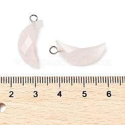天然石ローズクォーツペンダント  真鍮パーツ  多面カット  ムーンチャーム  23x10x6mm  穴：2mm&nbsp;G-L614-D05-P03