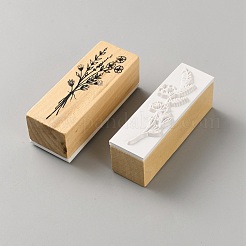 花柄の木製ゴムスタンプ8個  DIYスクラップブッキング用  バリーウッド  15~65x20~40x24mm&nbsp;AJEW-WH0596-325B