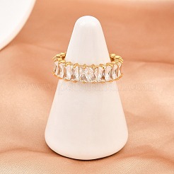 304 Stainless Steel Micro Pave Cubic Zirconia Finger Rings&nbsp;RJEW-D336-11G