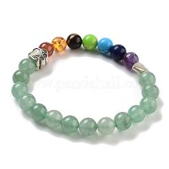 Chakra Round Natural Green Aventurine Beaded Stretch Bracelets&nbsp;BJEW-K251-05E