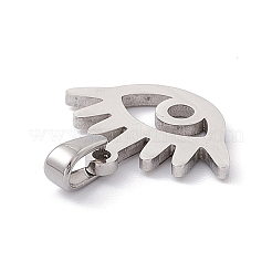 変色しない304ステンレススチールペンダント  レーザー切断  目のチャーム  ステンレス鋼色  15.5x19.5x1.5mm  穴：3x5mm&nbsp;STAS-G284-03P