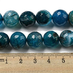 Faceted Natural Dragon Veins Agate Beads Strands&nbsp;G-F447-12mm-P05