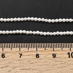 電気めっきシェルパールビーズ連売り  ラウンド  ホワイト  2mm  穴：0.5mm  約202個/連  15.87''（40.3センチメートル）&nbsp;X-BSHE-K017-2mm