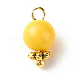 Imitation Jade Round Glass Beads Charms&nbsp;PALLOY-JF01142