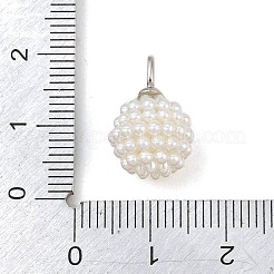 Brass & ABS Plastic Imitation Pearl Pendants&nbsp;PL-CBA9D14-01P