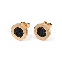Flat Round 304 Stainless Steel Stud Earrings&nbsp;EJEW-H175-02G-02