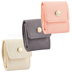 3個 3色 PUレザージュエリーロール  リング、ネックレス、イヤリング、ブレスレット  ミックスカラー  5.5x4.4x1.7cm  1pc /カラー&nbsp;ABAG-CL0001-43A