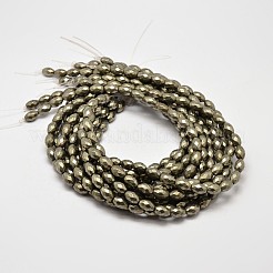 天然黄鉄鉱バレルビーズ連売り  多面カット  12x8mm  穴：1mm  約32個/連  15.7インチ&nbsp;G-F197-04-8x12mm