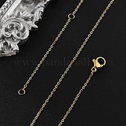 304ステンレスネックレス  アズキチェーン  カニカン付き  ゴールドカラー  18.5インチ（47cm）  1mm  丸カン：3.5x0.5ミリ&nbsp;LS-MAK-F033-01G