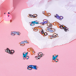 20本2色合金ペンダント  猫の形  ミックスカラー  10x17x2mm  穴：1.6mm  10個/色&nbsp;FIND-TA0004-48