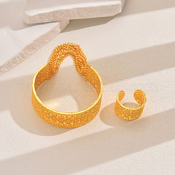 結婚式用のヴィンテージ中東合金中空ブレスレットとリングセット  ゴールドカラー&nbsp;FS3681