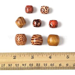 161Pcs 8 Styles Printed Natural Wood Beads&nbsp;WOOD-FS0001-52