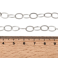 6mm 201ステンレススチールフラットオーバルリンクチェーンネックレス（ユニセックス）  変色しない  ステンレス鋼色  22.05インチ（56cm）&nbsp;NJEW-K302-13P